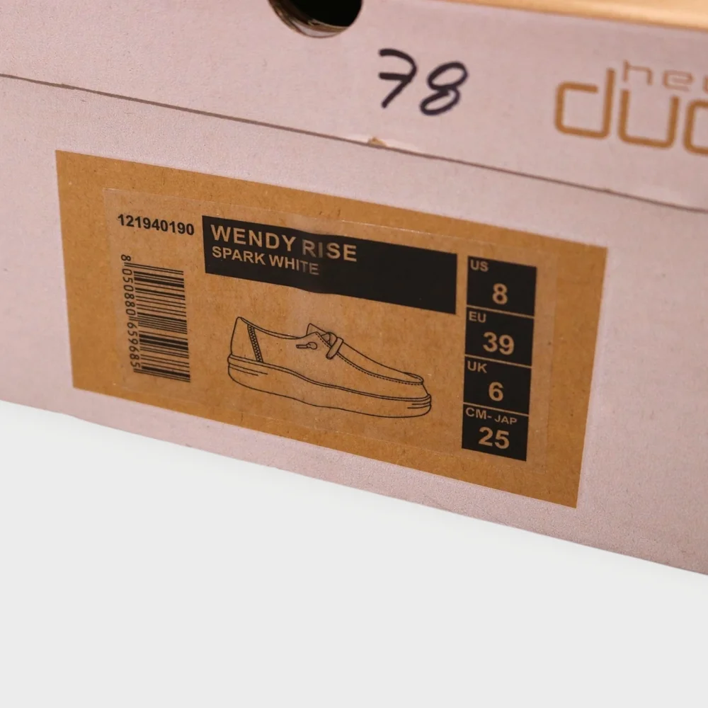 Hey Dude Wendy Rise Spark White Shoes US Women's 8 EU 39 Shimmer New With BOX - Picture 2 of 8